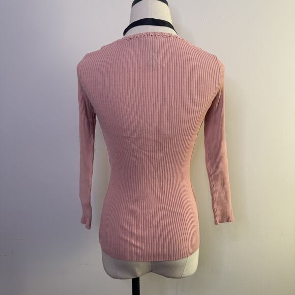 Vintage 2000s BCBG Pink Ribbed Knit Tunic Sweater • Alt Girl Grunge Fairy Y2K M - Picture 3 of 5